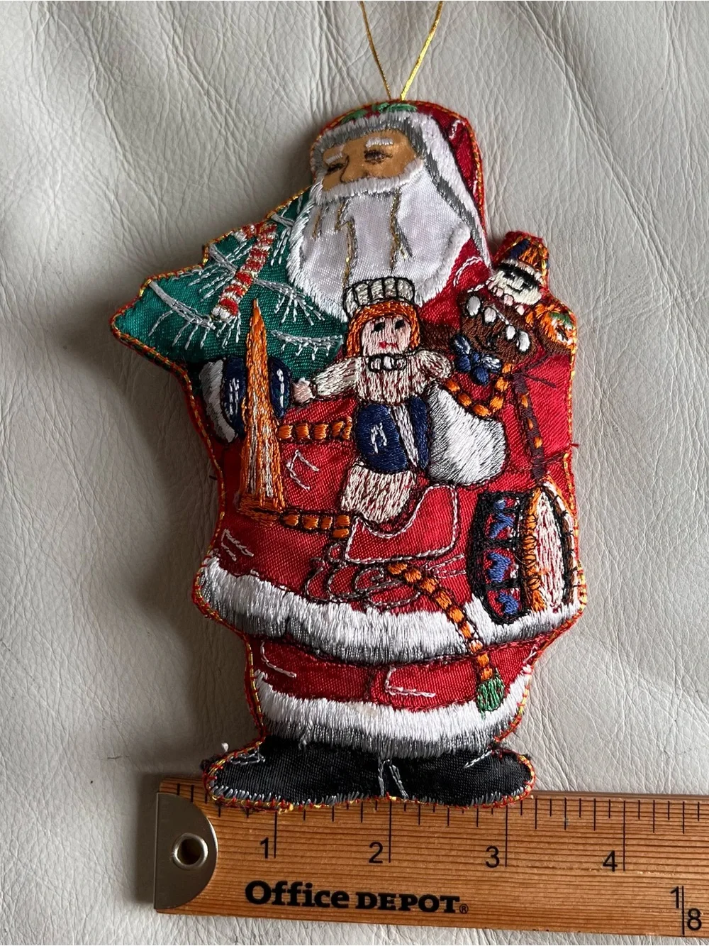 Handmade Red Santa Claus Embroidered Holiday Hanging Ornament